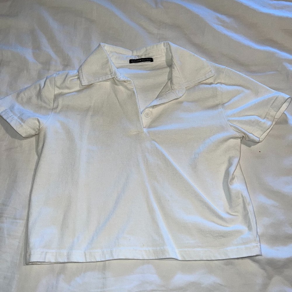 Brandy Melville Cropped White Polo